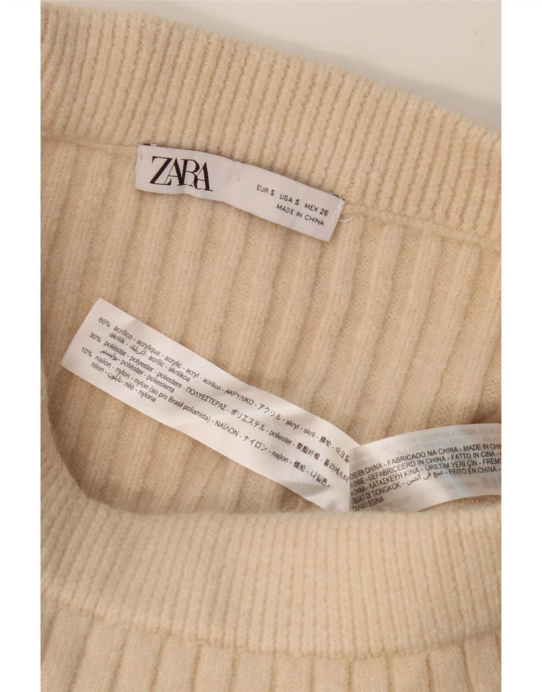 ZARA Womens Knit Maxi Skirt Small W26  Beige Acrylic Vintage Zara and Second-Hand Zara from Messina Hembry 