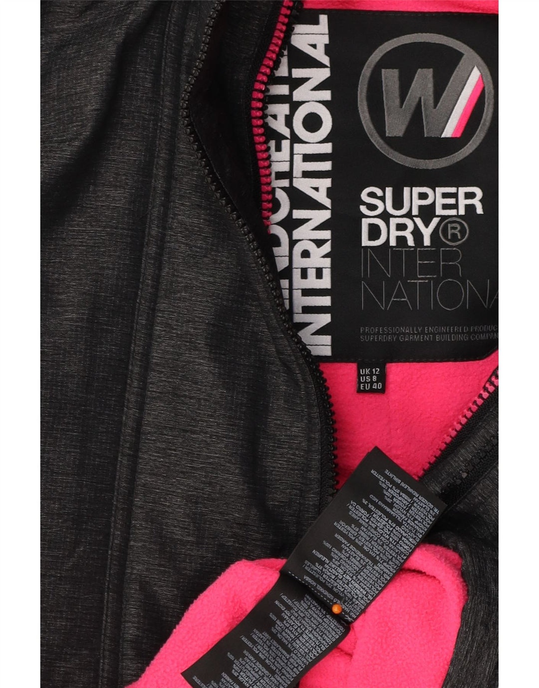 SUPERDRY Chaqueta cortavientos gráfica para mujer UK 40 Gris medio
