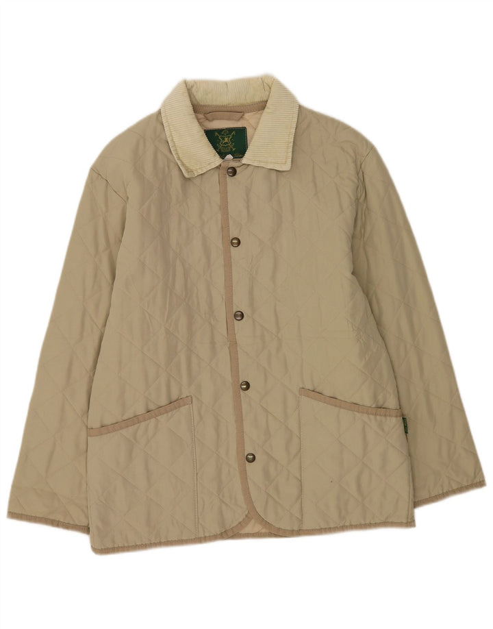 Vintage hombres chaqueta acolchada Reino Unido 36 pequeño poliéster verde
