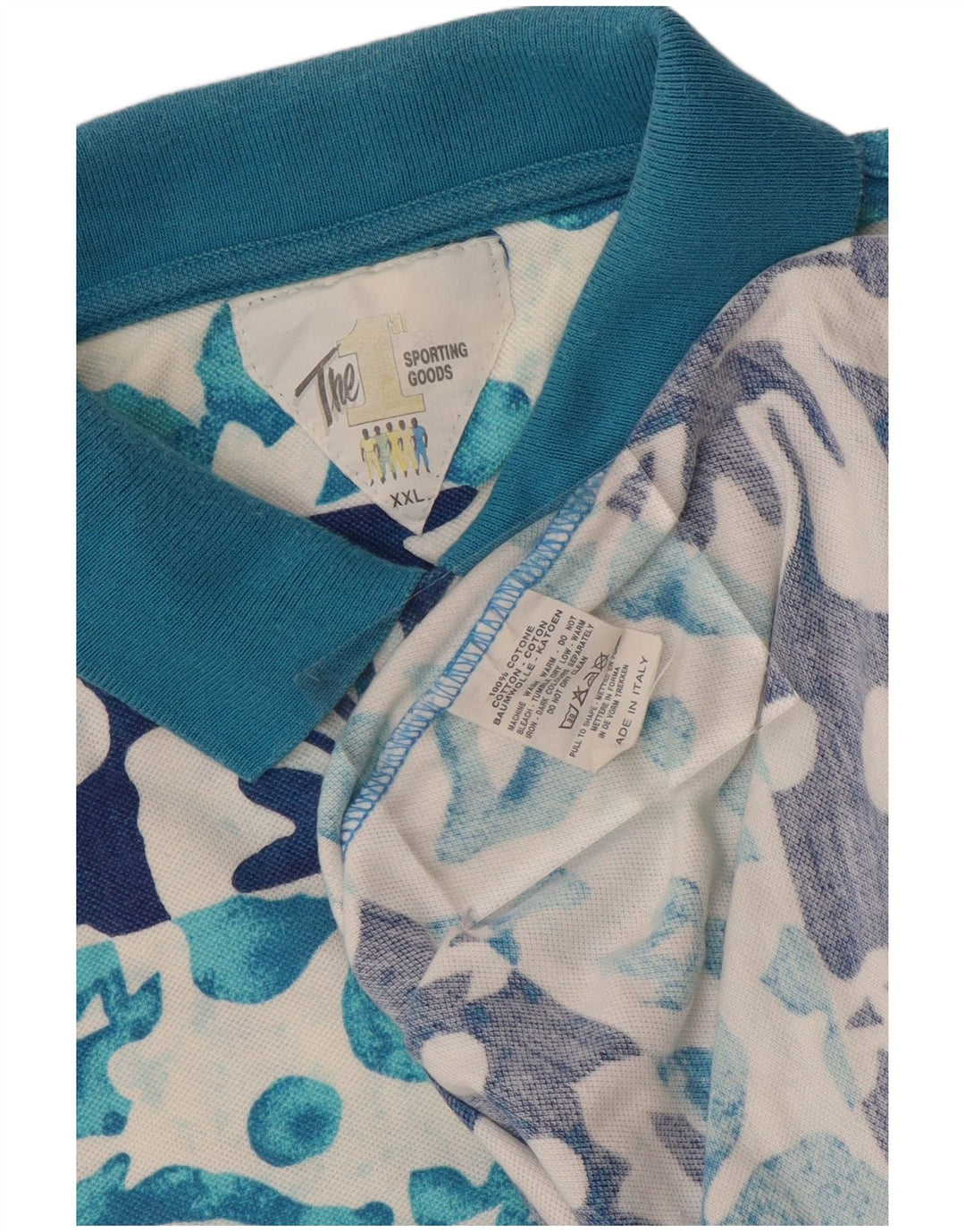 Polo VINTAGE para hombre 2XL Algodón floral azul