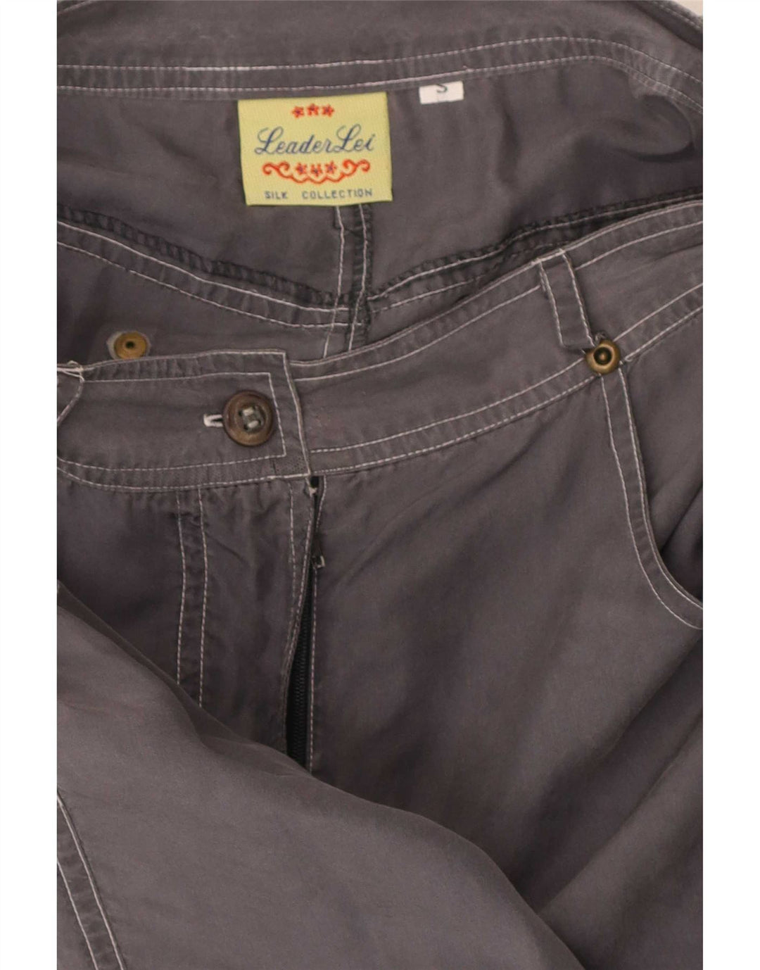 Falda midi vintage para mujer pequeña W24 seda gris