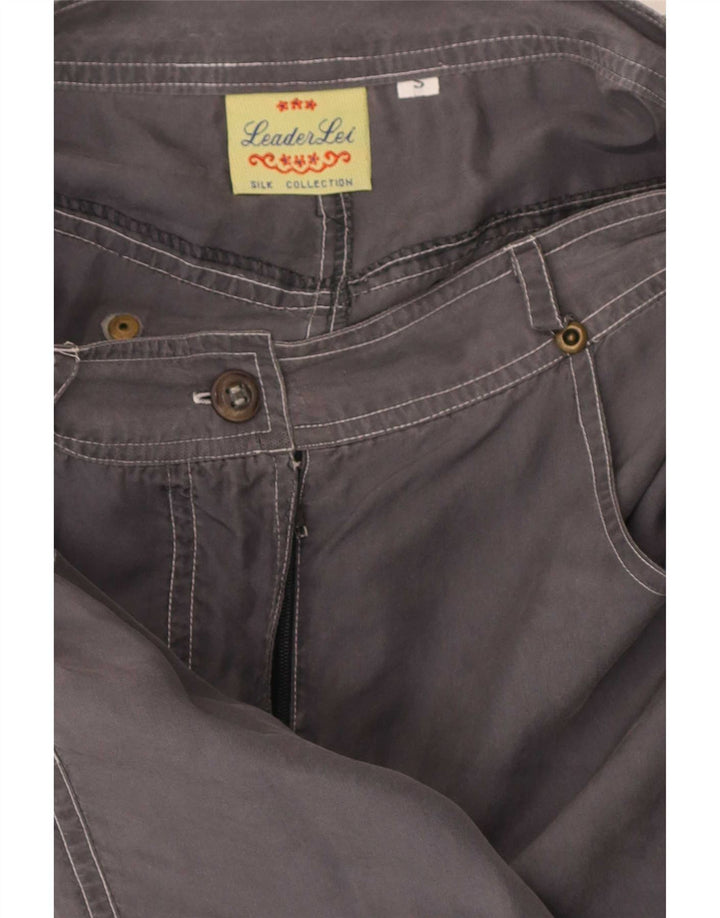 Falda midi vintage para mujer pequeña W24 seda gris