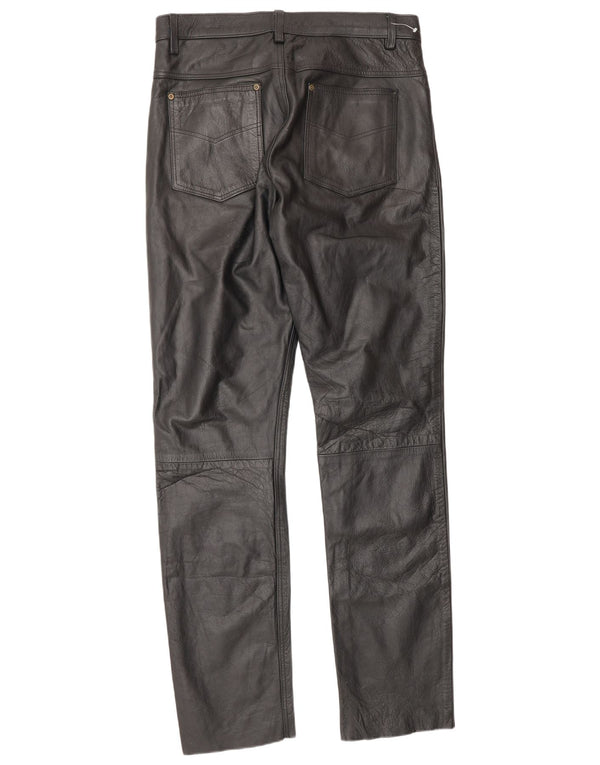 Pantalones de cuero vintage para hombre W34 L34 Negro