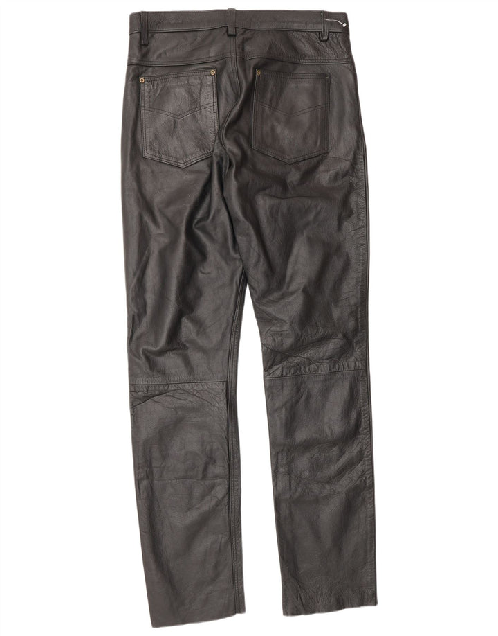 Pantalones de cuero vintage para hombre W34 L34 Negro