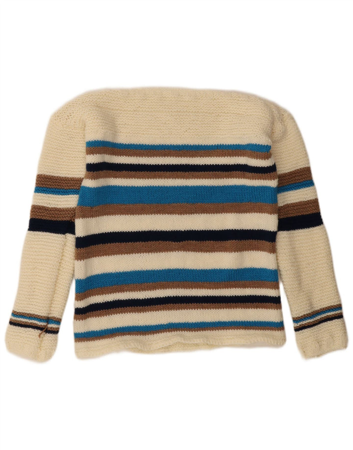 Vintage mujer cuello redondo jersey suéter Reino Unido 14 medio de rayas blancas