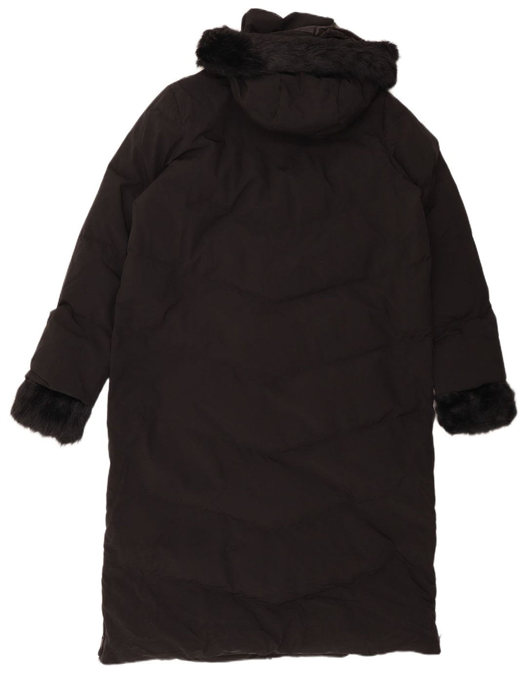 ZARA Mujer Abrigo Acolchado Con Capucha UK 46 Large Poliéster Negro