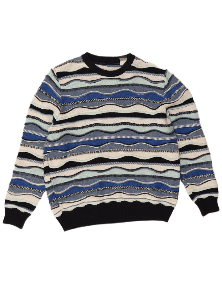 Roger Kent Suéter tipo jersey con cuello redondo para hombre EU 52 Large Blue Colourblock