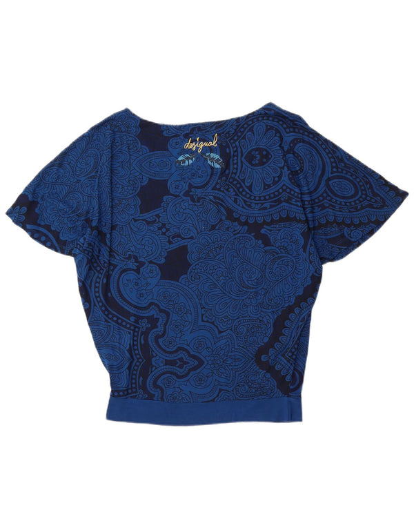 DESIGUAL Blusa extragrande con alas de murciélago para mujer UK 10 Small Blue Paisley