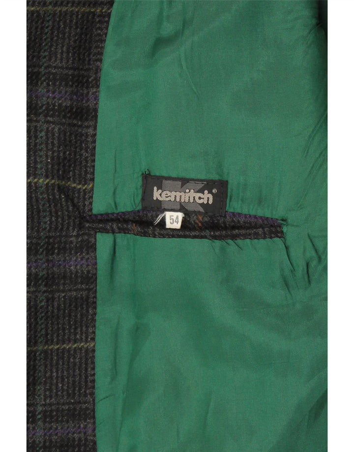 VINTAGE Chaqueta Blazer de 2 Botones para Hombre IT 54 2XL Lana a Cuadros Gris