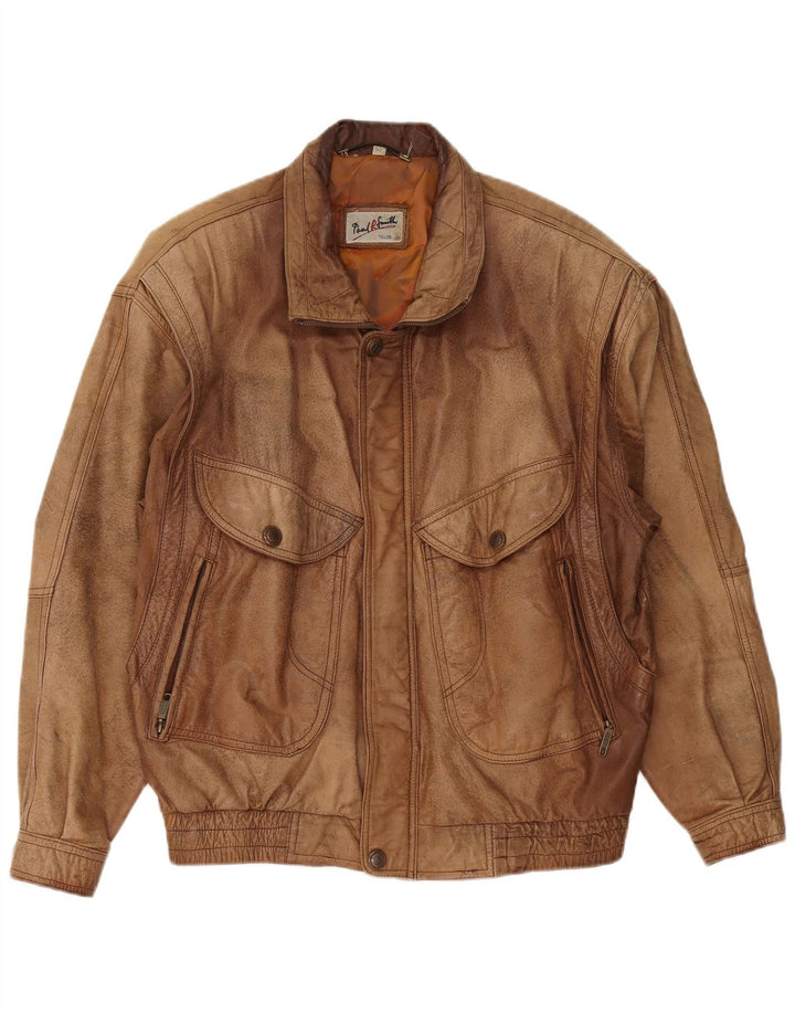 Paul Smith Chaqueta de cuero para hombre IT 52 XL Cuero marrón