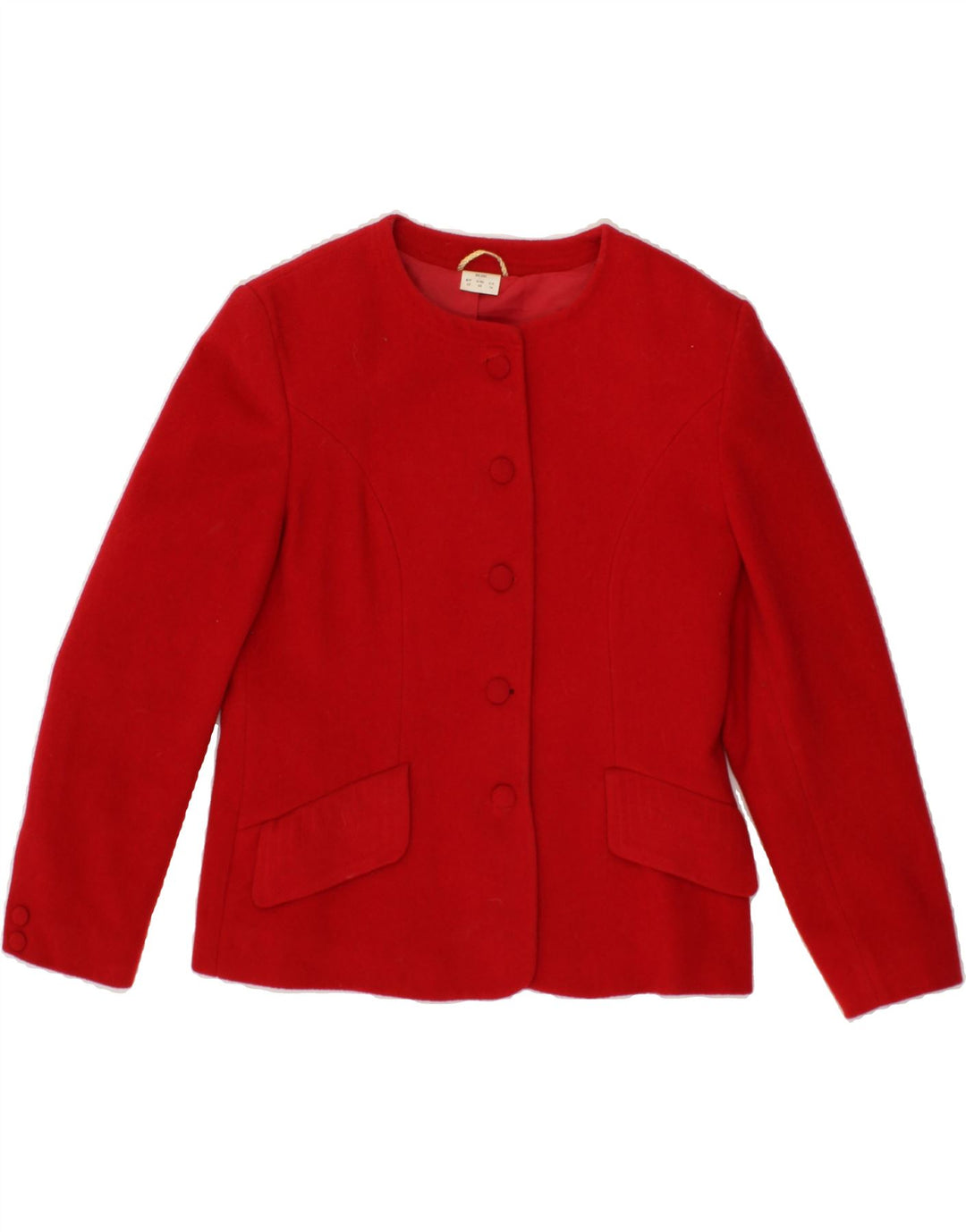 VINTAGE Chaqueta Blazer de 5 botones para mujer Reino Unido 14 Lana roja grande
