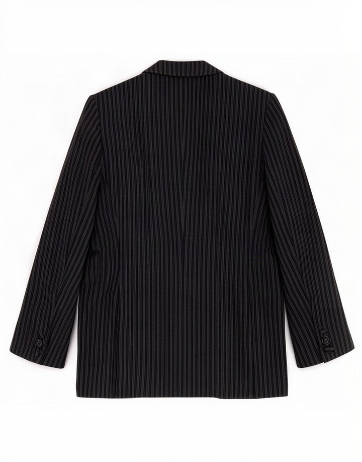 Mirella Mori Chaqueta Blazer de Terciopelo de 3 Botones para Mujer UK 42 Gris Medio Rayas