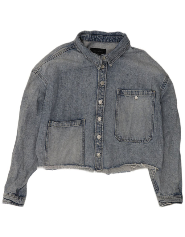 All Saints Chaqueta vaquera extragrande para mujer UK 10 Small Blue Cotton
