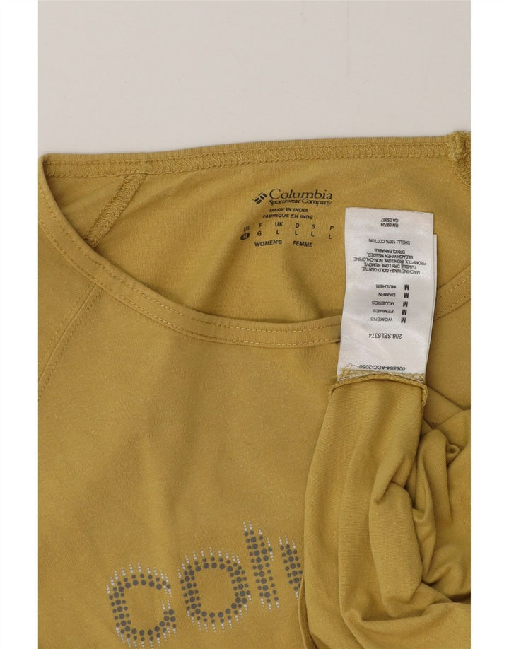 COLUMBIA Top gráfico para mujer de manga larga UK 44 Grande Algodón amarillo