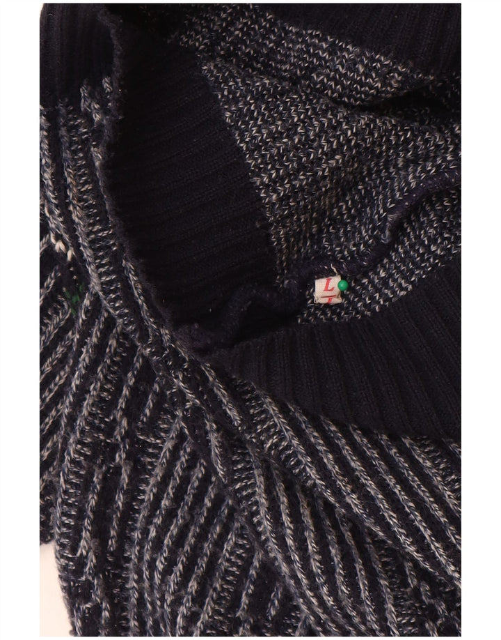 C & A - Jersey para hombre con cuello barco, talla grande, color azul marino, poliacrílico