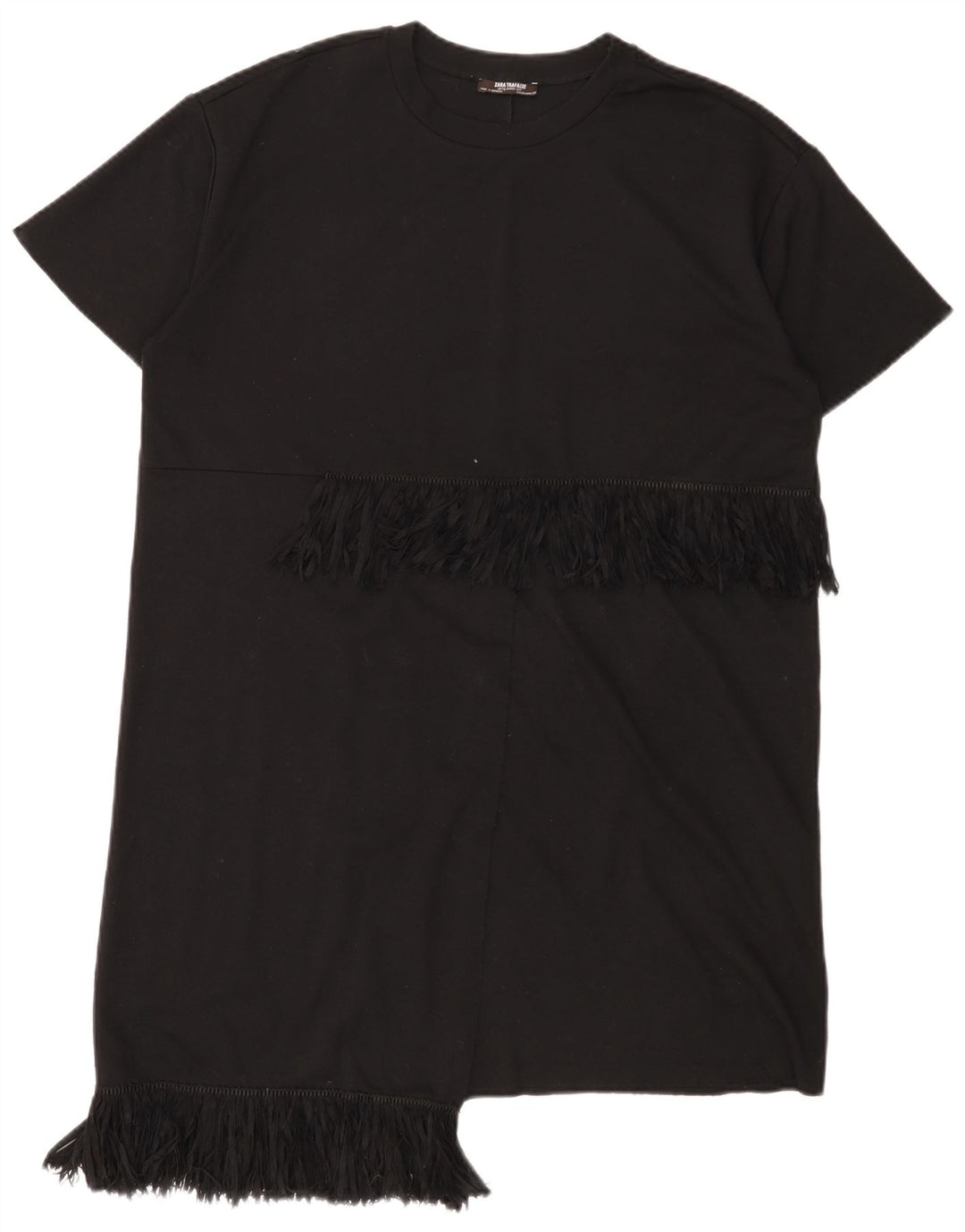 ZARA Mujer Vestido Camiseta Extragrande UK 44 Mediano Negro Poliéster