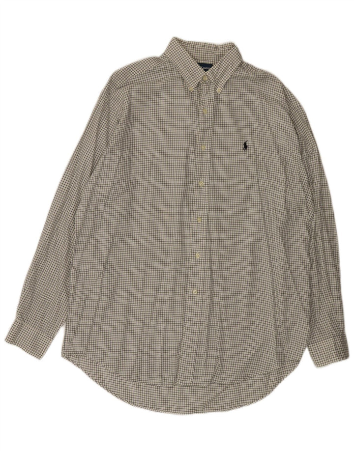 RALPH LAUREN Camisa Blake para hombre Algodón a cuadros blanco roto grande