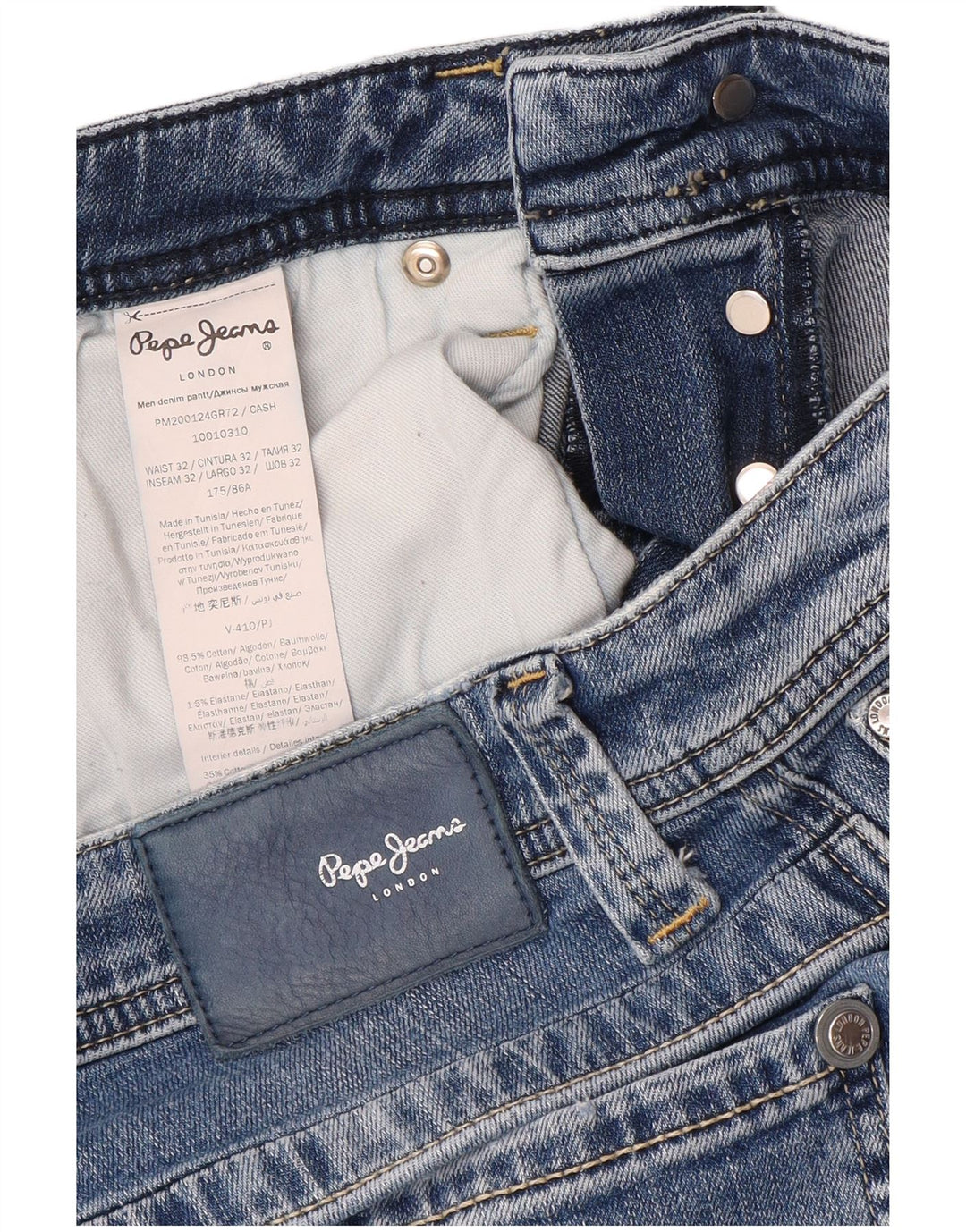 PEPE Jeans Vaqueros Rectos Regulares Desgastados para Hombre W32 L32 Algodón Azul