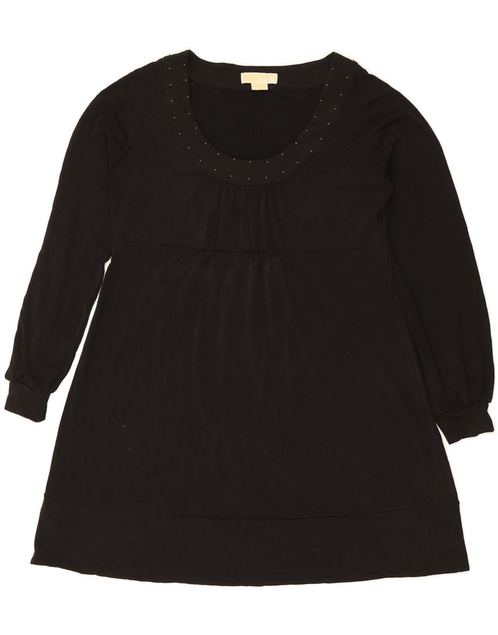 MICHAEL KORS Womens Long Sleeve A-Line Dress UK 14 Large Black Polyester Vintage Michael Kors and Second-Hand Michael Kors from Messina Hembry 