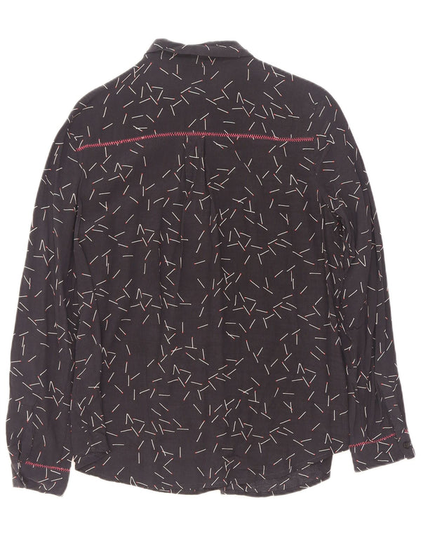 MINT VELVET Camisa extragrande con estampado abstracto para mujer UK 10 Small Azul marino