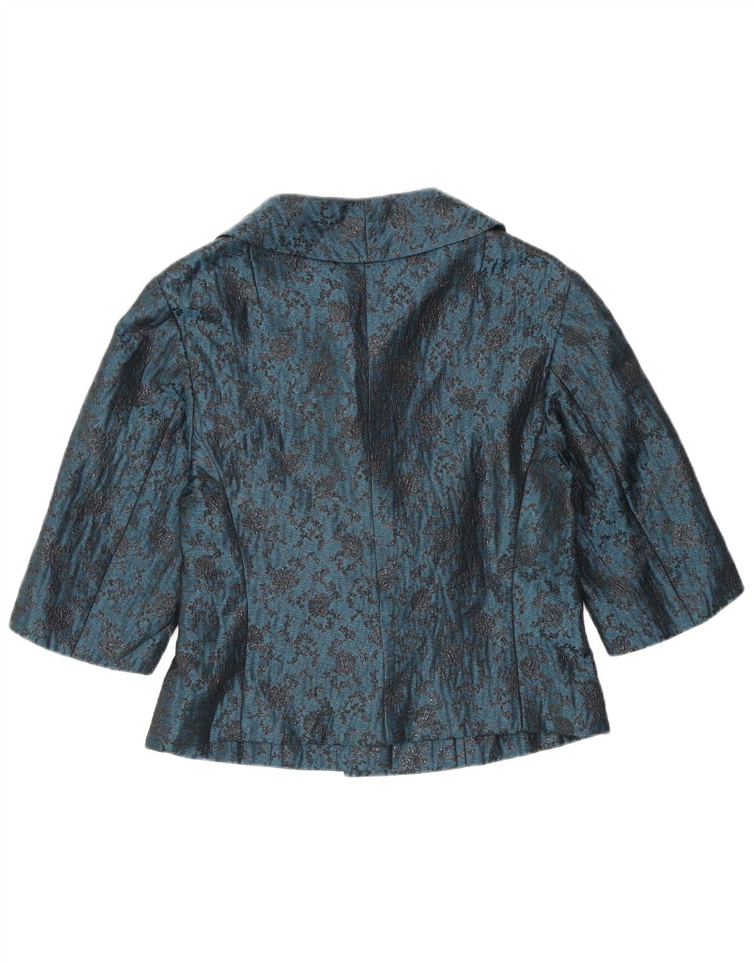 Vintage mujer 2 botones 2 piezas set Reino Unido 12 azul medio floral