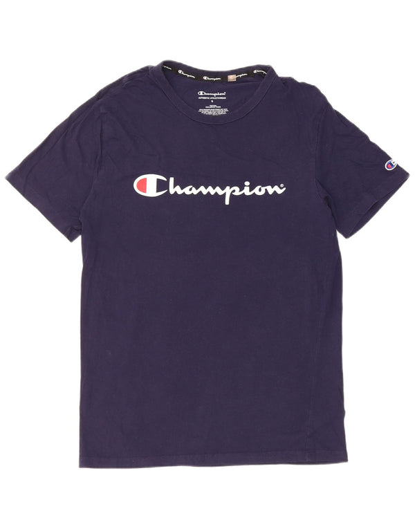 Champion Camiseta gráfica para hombre Top Small Azul marino Algodón