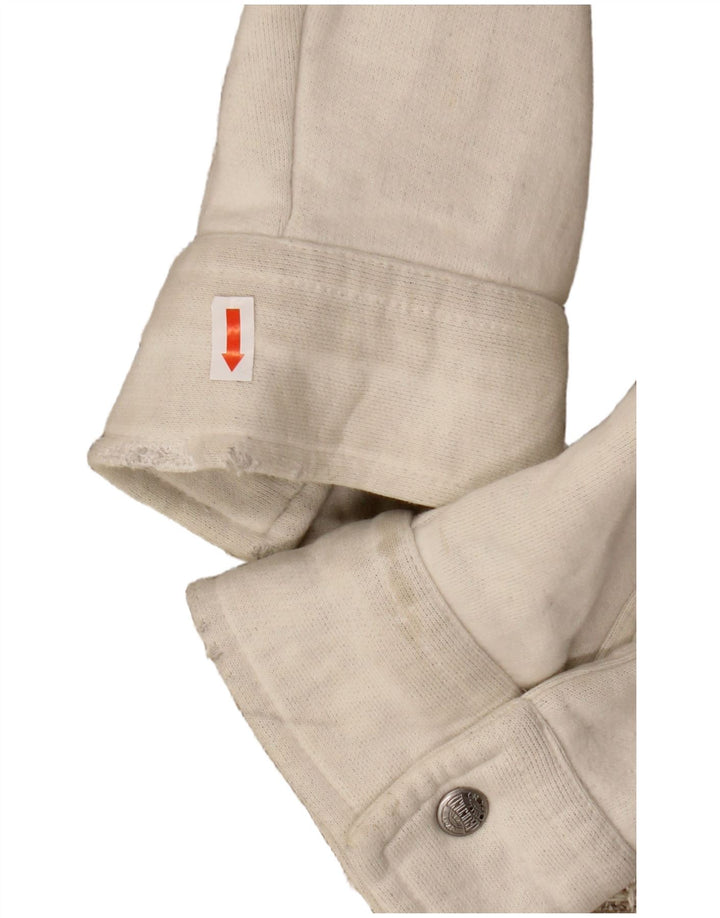 VINTAGE Chaqueta bomber gráfica para hombre Reino Unido 44 2XL Lana a rayas beige