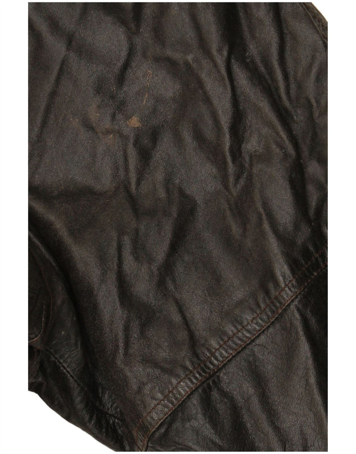 VINTAGE Abrigo de cuero de doble pecho para mujer EU 38 Cuero marrón medio