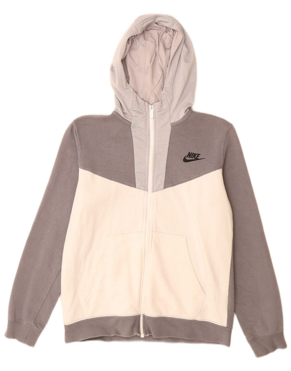 Nike Sudadera con capucha y cremallera para niños 12-13 años Grande Gris Colorblock Algodón