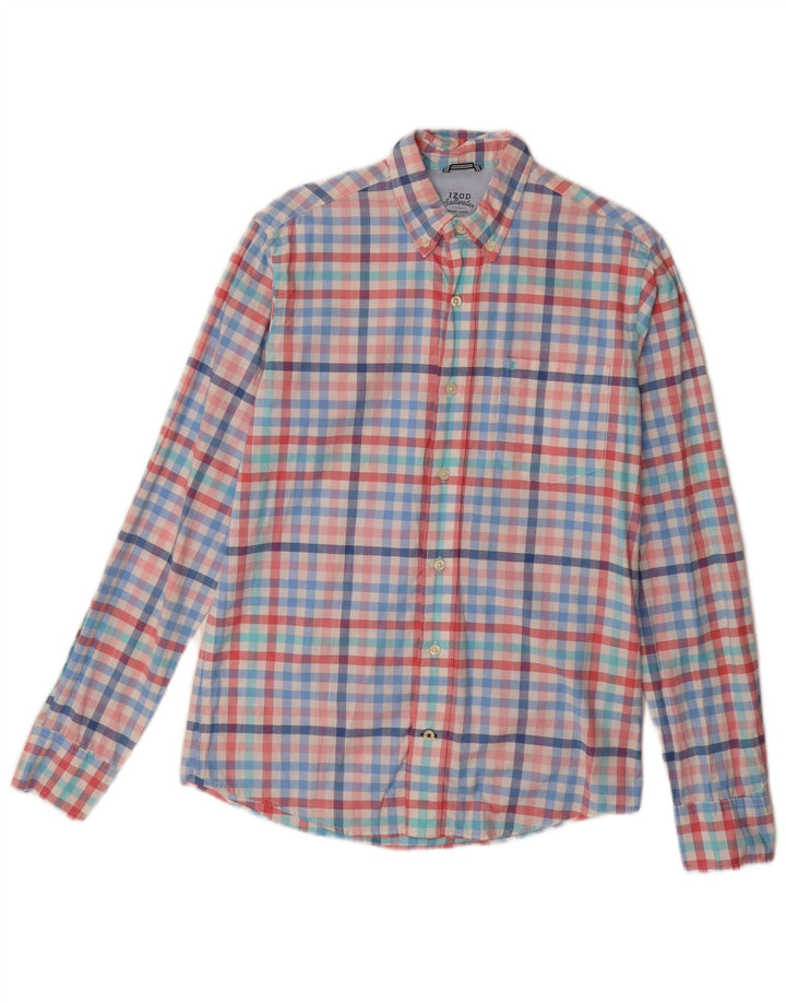 IZOD Camisa ajustada de agua salada para hombre, algodón a cuadros multicolor pequeño