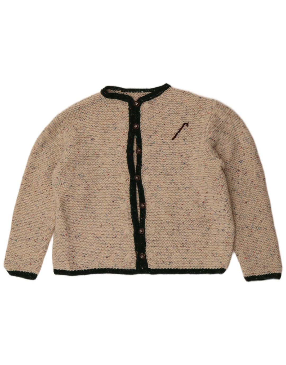 Vintage mujer Cardigan suéter Reino Unido 16 grande beige moteado