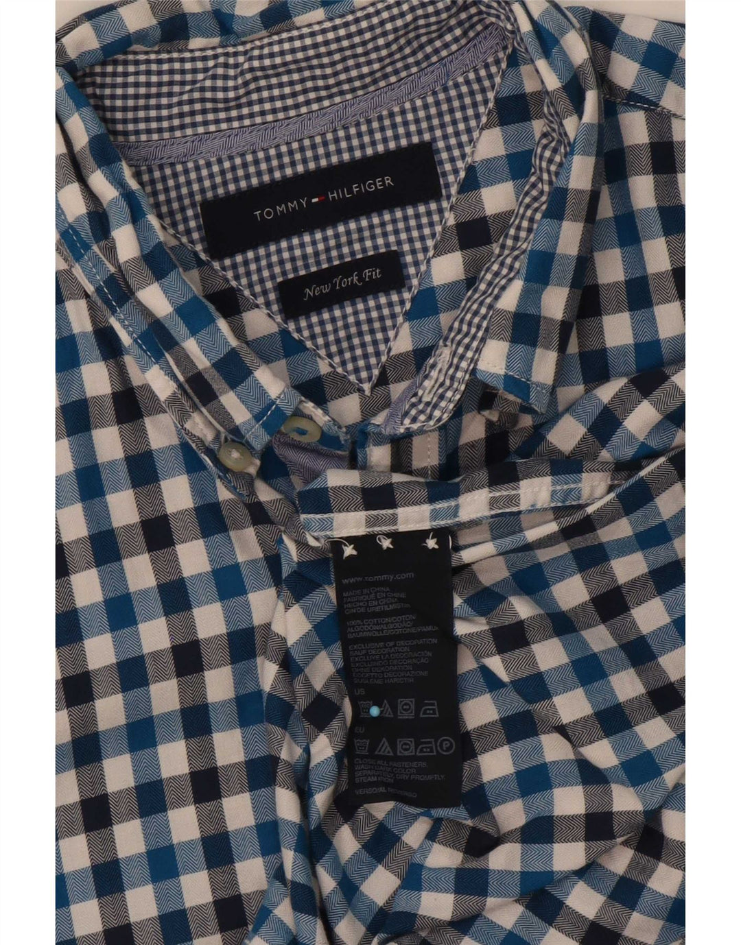 Camisa Tommy Hilfiger New York Fit de algodón a cuadros en azul medio