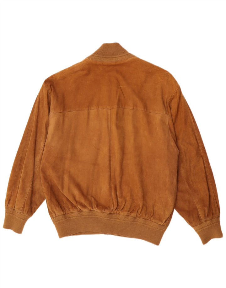 Vintage mujer ante bomber chaqueta EU 38 marrón medio retro