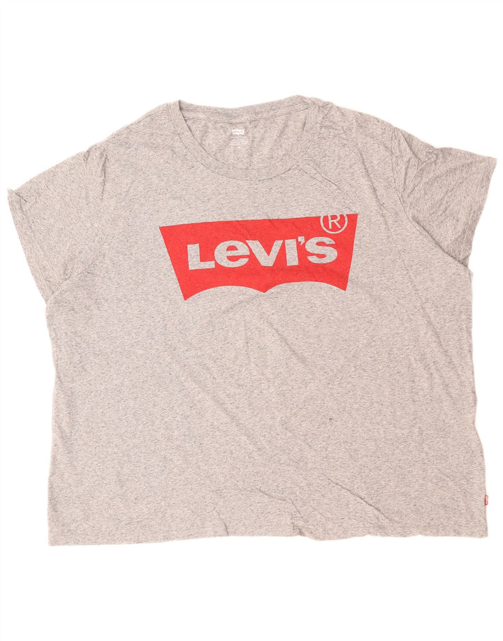 LEVI'S Camiseta gráfica para mujer Top UK 22 3XL Algodón moteado gris