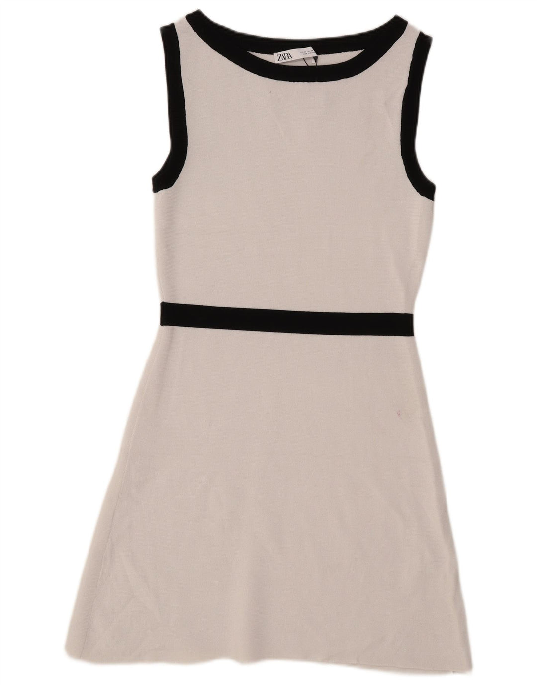 Zara Vestido Acampanado Sin Mangas para Mujer UK 44 Viscosa Blanca Mediana