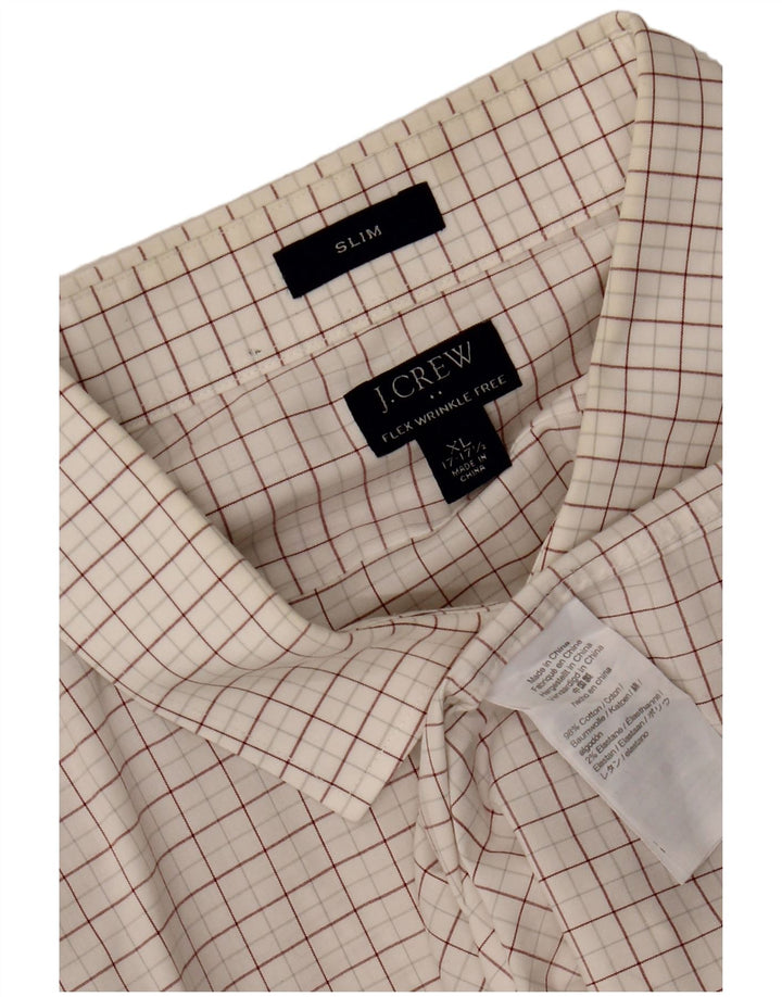 J. CREW Camisa delgada para hombre Talla 17 1/2 XL Algodón a cuadros blanco