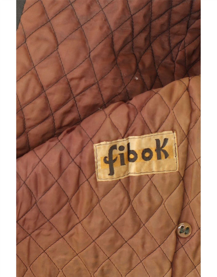 Fibok Abrigo de cuero con doble botonadura para mujer UK 44 Verde medio