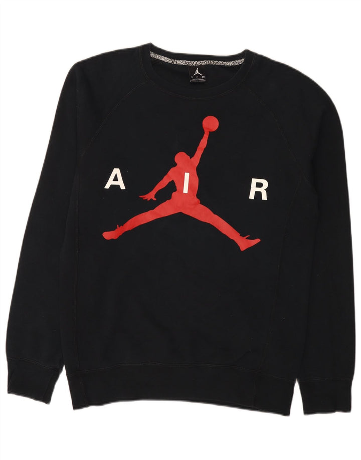Jordan Mens Graphic Sudadera Jumper Pequeño Algodón Negro