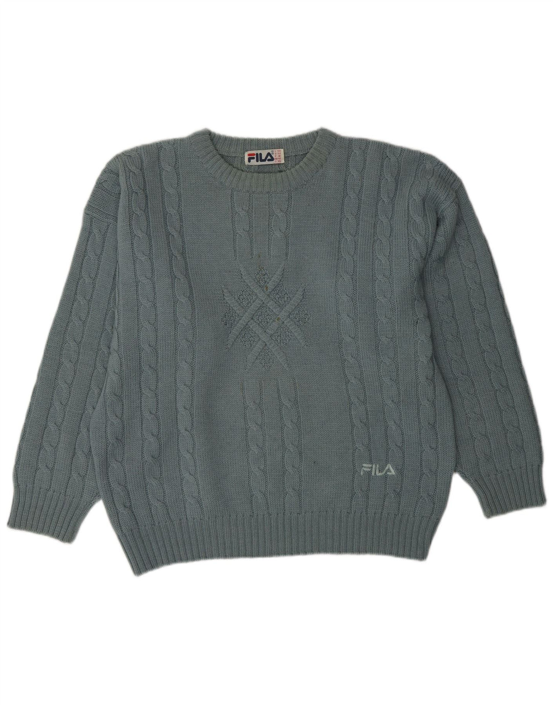 FILA Jersey holgado con cuello redondo para hombre IT 50 Medium Blue Wool