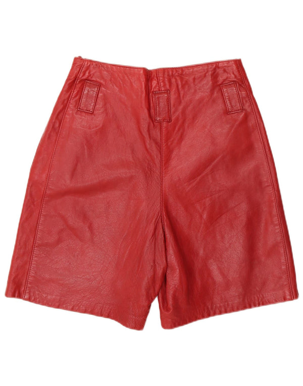 Vintage mujer cintura alta cuero casual pantalones cortos IT 38 XS W26 cuero rojo