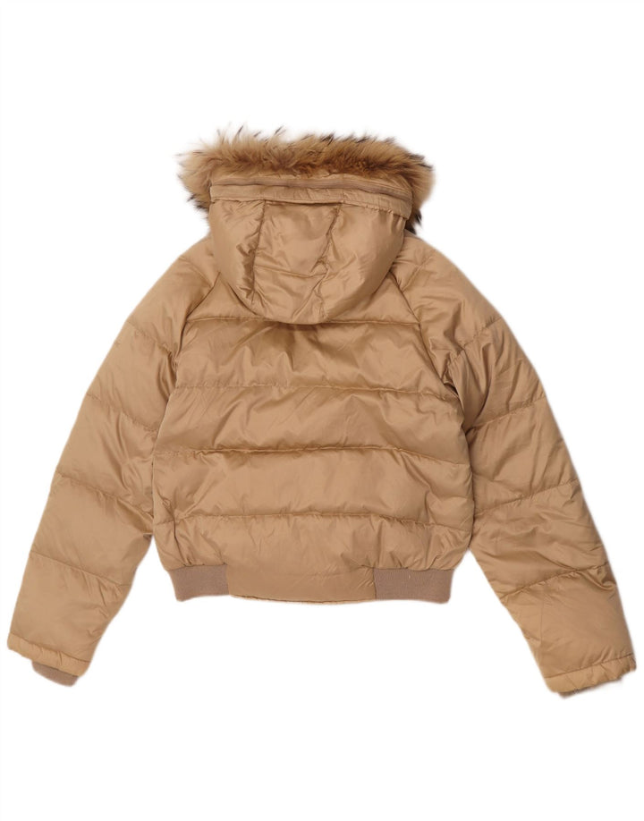 Chaqueta acolchada con capucha para mujer Geox UK 10 Small Beige Poliamida
