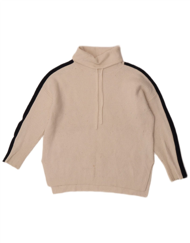 The White Company Suéter tipo jersey con cuello vuelto para mujer, talla 44, tamaño mediano, blanco