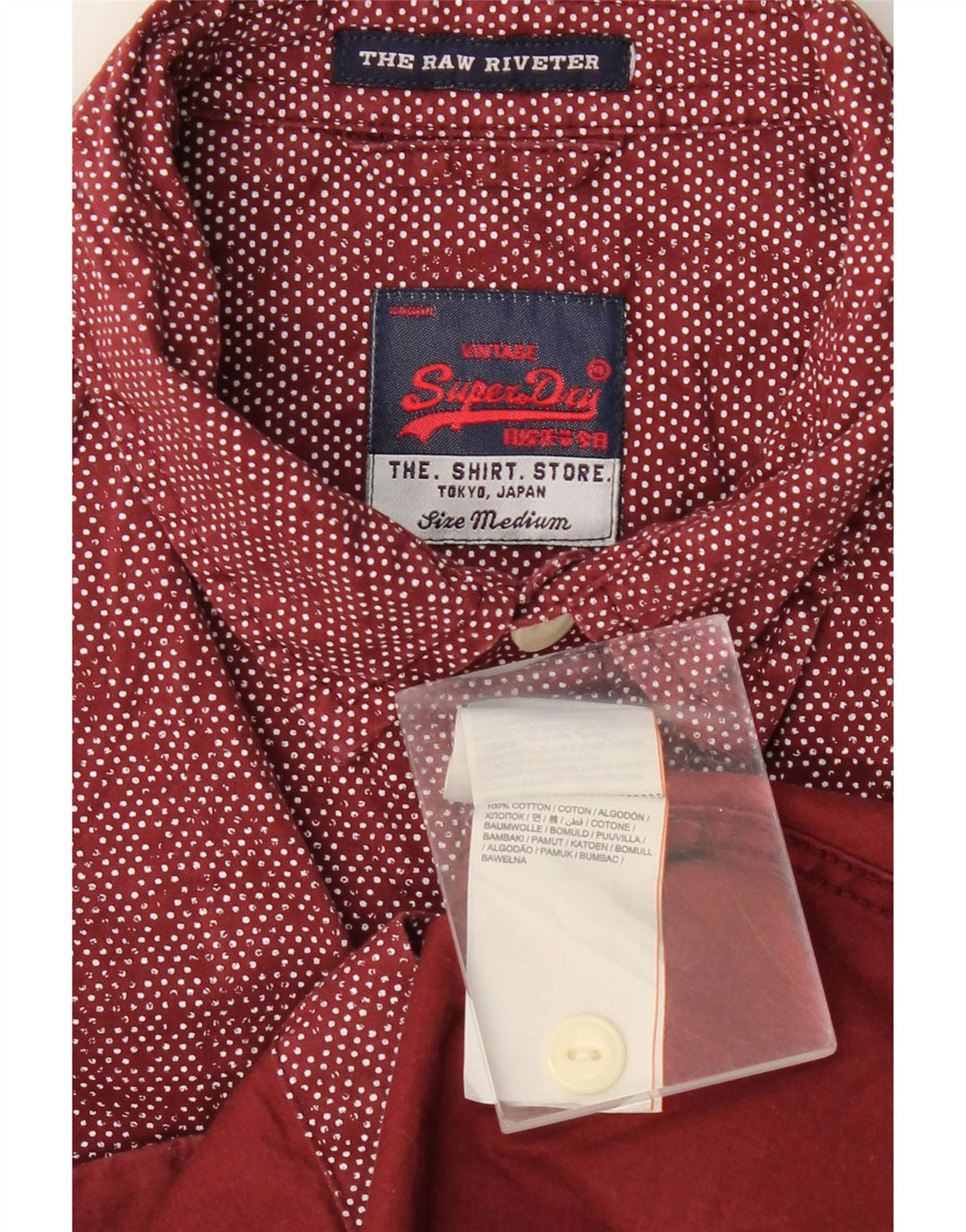 Camisa Superdry Hombre De Algodón Con Manchas En Burdeos Medio