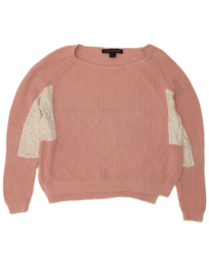 French Connection Suéter tipo jersey con cuello barco para mujer, talla 44, color rosa medio