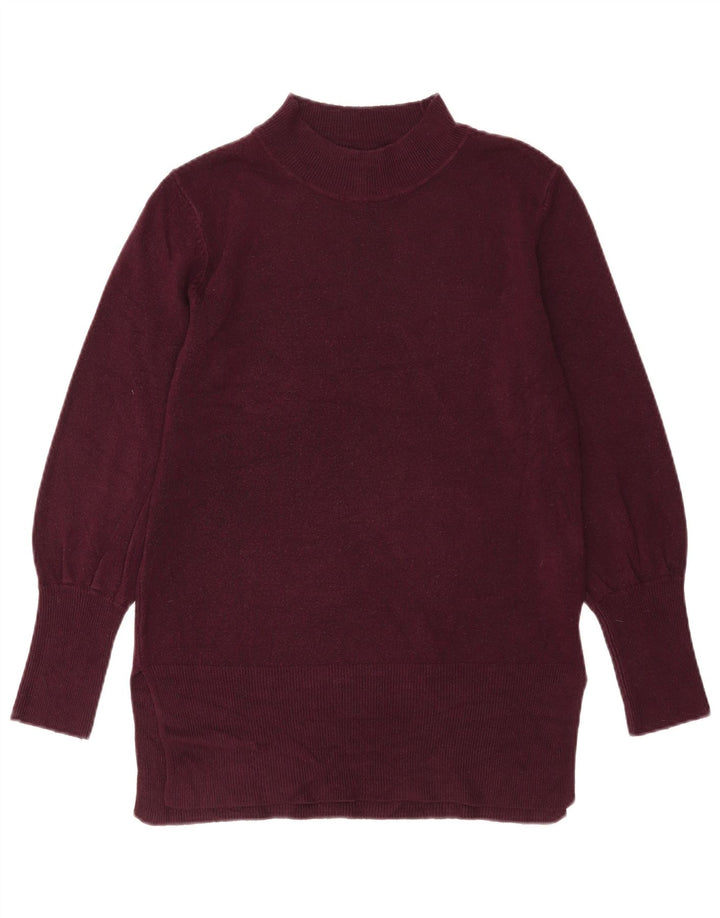Marks & Spencer Suéter tipo jersey con cuello alto para mujer UK 44 Medium Borgoña