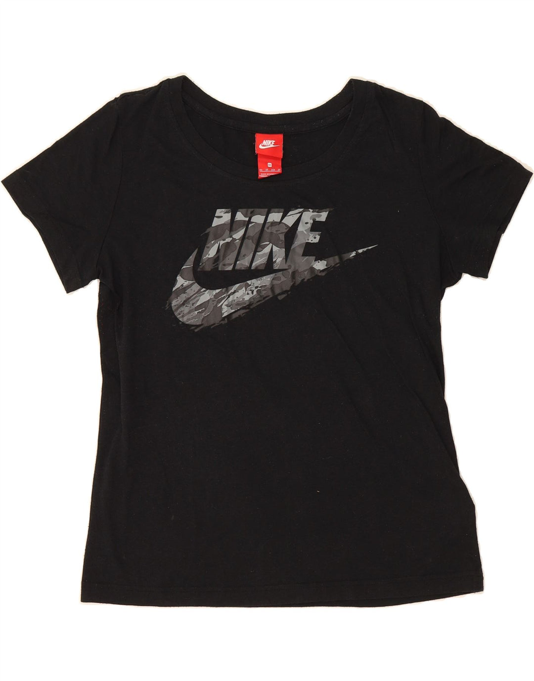 NIKE Womens Oversized Graphic T-Shirt Top UK 6 XS Black Polyester Vintage Nike and Second-Hand Nike from Messina Hembry 