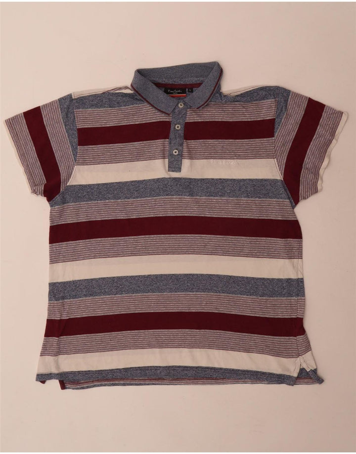 Pierre Cardin Polo de corte regular para hombre, talla grande, rayas multicolores