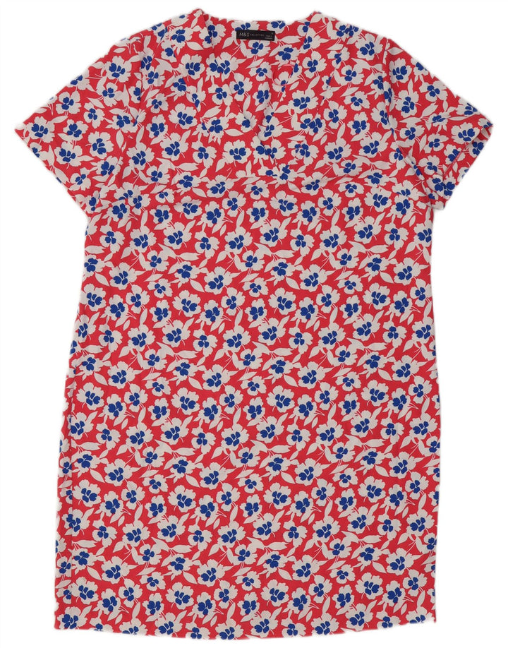 Marks & Spencer Vestido recto para mujer UK 46 Poliéster floral rojo grande