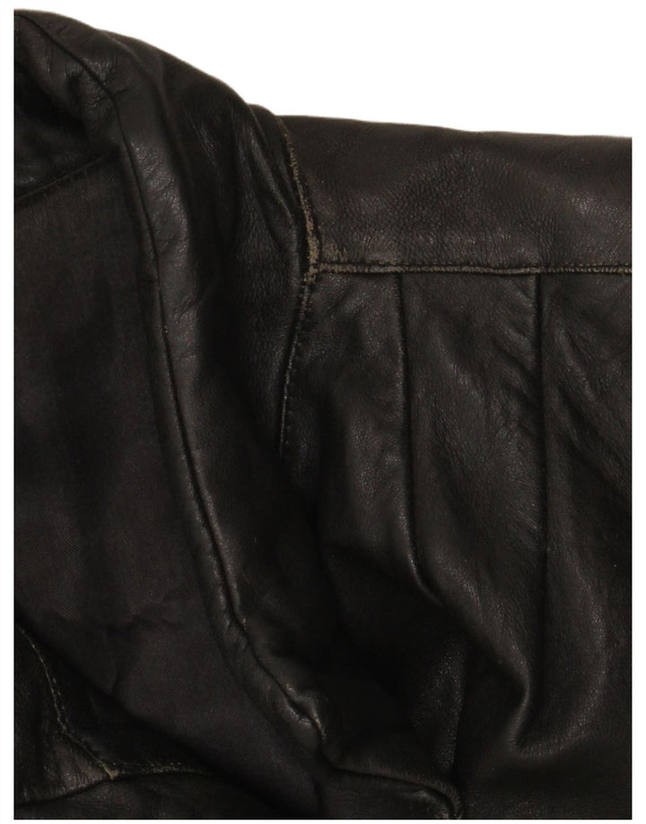 Abrigo de cuero vintage para mujer IT 46 Cuero negro grande