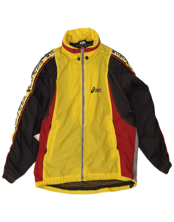 Asics Chaqueta impermeable gráfica para hombre UK 38 Medium Yellow Colourblock